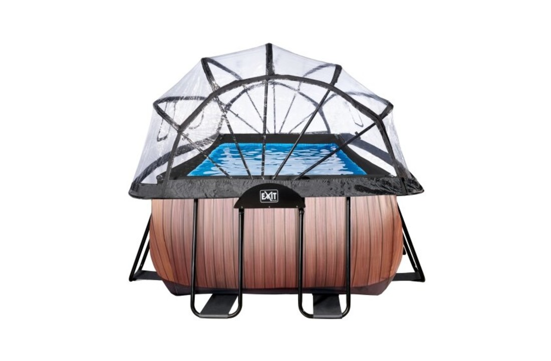 EXIT Toys zwembad Wood 540x250x100cm met warmtepomp, overkapping en zandfilterpomp