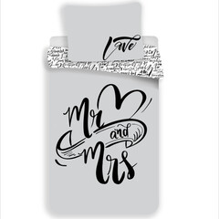 Mr & Mrs Dekbedovertrek - (Let op - Met extra grote sloop 70x90cm) - Katoen