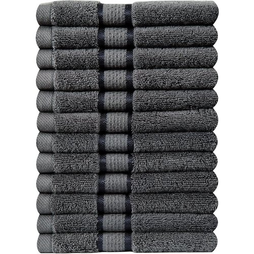 hotelgroothandel.nl 12 Stuks Gastendoekje Ruche 550g. p/m2 - Antraciet- 30x50 gekamde katoen 550g