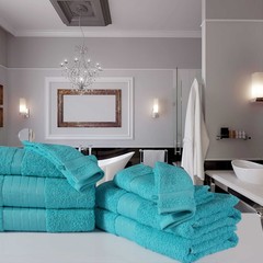 Good morning 4 stuks handdoeken 50x100 set nr.1000 aqua