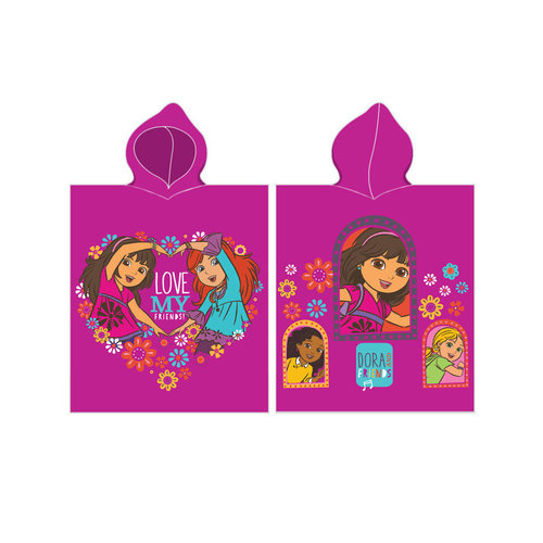 Dora Dora Love my friends - poncho - 50 x 115 cm - Multi  - Leverbaar in: 50x115