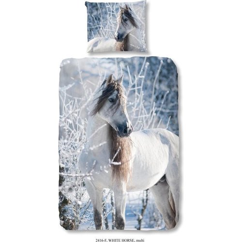 Good morning Dekbedovertrek White Horse 140x220 flanel kids nr.2416 multi