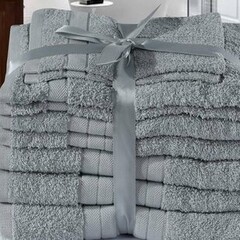 Good morning Emotion badtextiel - Set van 8 - Katoen - Zilver