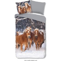 Good morning Dekbedovertrek Happy Horses 140x220 flanel kids nr.2691 multi