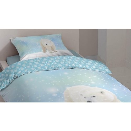 Good morning Dekbedovertrek Icebear 140x220 flanel kids nr.6947 blauw