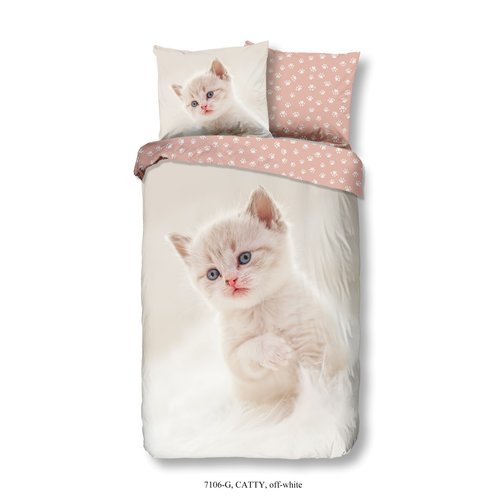 Good morning Dekbedovertrek Catty - 140x220 kids nr.7106 off-white