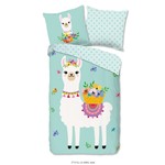 Good morning Dekbedovertrek Lama - 140x220 kids nr.2715 mint