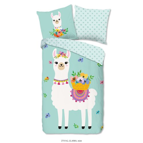 Good morning Dekbedovertrek Lama - 140x220 kids nr.2715 mint