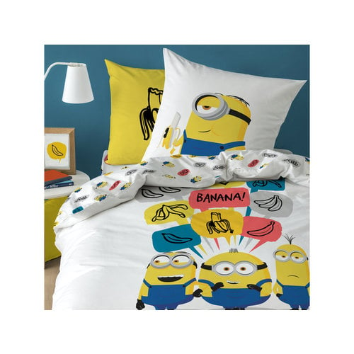 Minions Banana Dekbedovertrek Eenpersoons 140 x 200 cm Wit