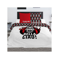 La Casa de Papel Dekbedovertrek Bella Ciao! - Lits Jumeaux - 240 x 220 cm - Wit