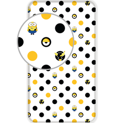 Minions 2 Hoeslaken Dots Eenpersoons 90 x 200 cm Wit