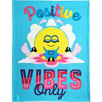 Minions Fleece deken Positive Vibes 130 x 170 cm Blauw
