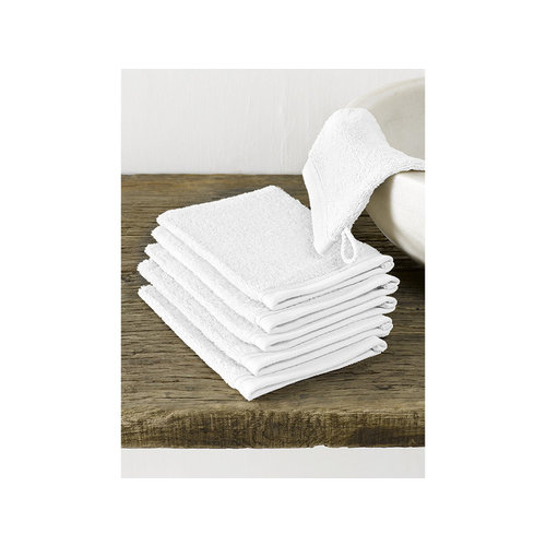 De Witte Lietaer Washandjes Imagine White 16.5 x 22 cm 6 stuks Katoen