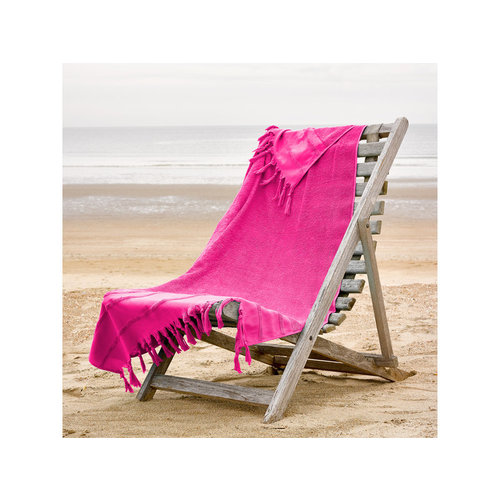 De Witte Lietaer Hamam strandlaken met flosjes Fjara 100 X 180 cm Fuchsia