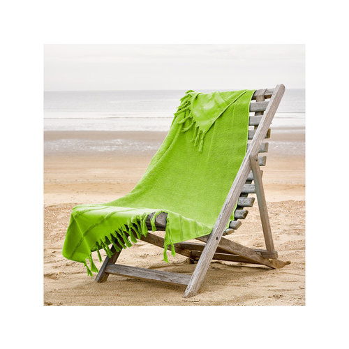 De Witte Lietaer Hamam strandlaken met flosjes Fjara 100 X 180 cm lime green