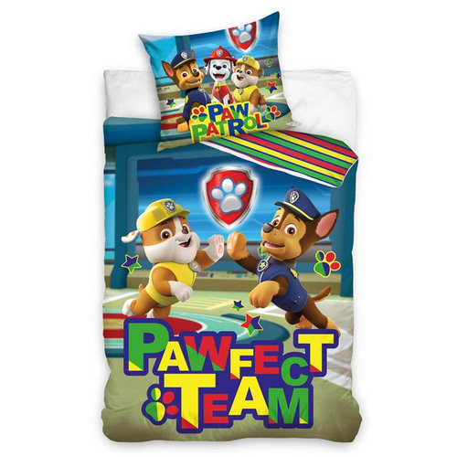 Paw Patrol Dekbedovertrek Pawfect Team Eenpersoons 140  x 200 cm Katoen