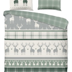 Good morning Dekbedovertrek 140x220 flanel nr.30143 groen