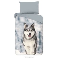 Good morning Dekbedovertrek Husky - flanel Good Morning nr.30119 grijs