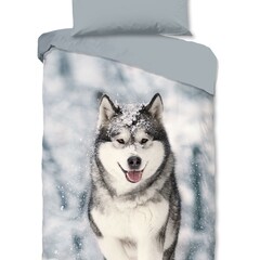 Good morning Dekbedovertrek Husky - flanel Good Morning nr.30119 grijs