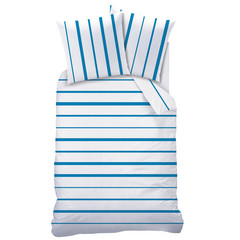 Matt & Rose Dekbedovertrek Blue Stripes - Eenpersoons - 140  x 200 cm - Katoen