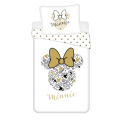 Disney Minnie Mouse Dekbedovertrek Gold - (Let op - Met extra grote sloop 70x90cm) - Katoen