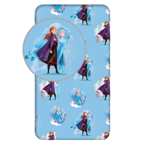 Disney Frozen Hoeslaken Anna Elsa - Eenpersoons - 90 x 200 cm - Blauw