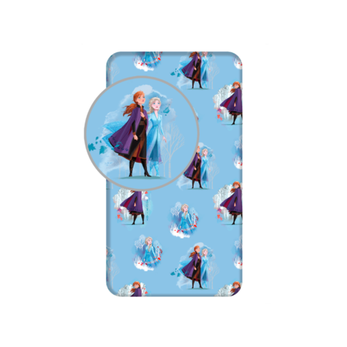 Disney Frozen Hoeslaken Anna Elsa - Eenpersoons - 90 x 200 cm - Blauw