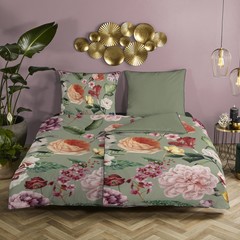 Descanso Dekbedovertrek Fiore - organic nr.30228 groen