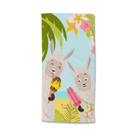 Good morning Strandlaken Happy Lamas - 75x150 poly velours kids Good Morning nr.10034 multi