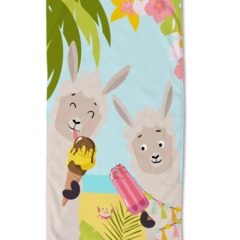 Good morning Strandlaken Happy Lamas - 75x150 poly velours kids Good Morning nr.10034 multi