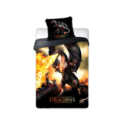 Draak Dekbedovertrek Dragons - Eenpersoons - 160  x 200 cm - Katoen