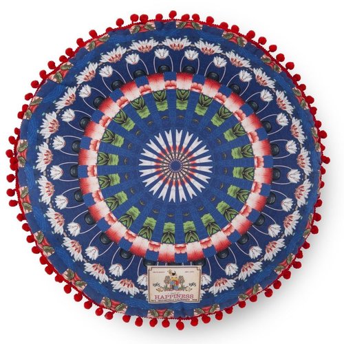 Happiness Gevuld kussen Cooper - 55cm diameter polyester Happiness nr.20074 blauw