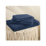 Moodit Badlinnen Troy Navy Blue - 2 washandjes + 1 handdoek + 1 douchelaken