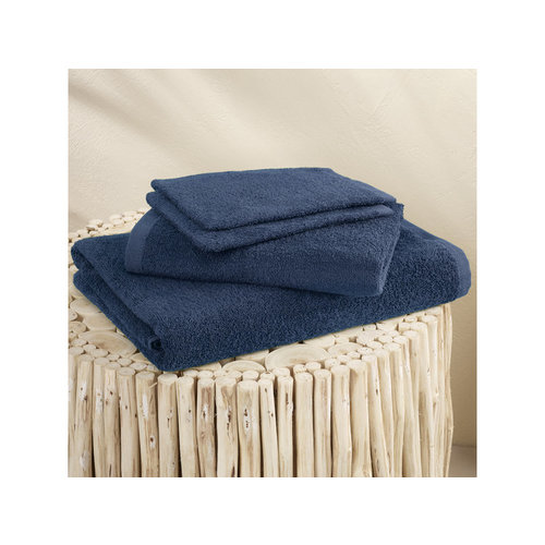 Moodit Badlinnen Troy Navy Blue - 2 washandjes + 1 handdoek + 1 douchelaken