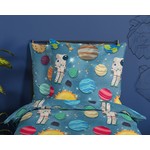 Good morning Dekbedovertrek Spaceworld - 140x220 flanel kids nr.30605 blauw