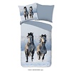 Good morning Dekbedovertrek Snow Horses - 140x220 flanel kids nr.10040 grijs