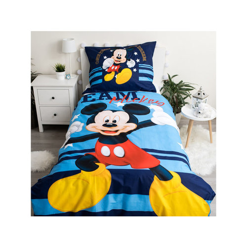 Disney Mickey Mouse Dekbedovertrek, Team - (Let op - Met extra grote sloop 70x90cm) - Katoen