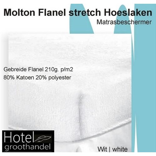 hotelgroothandel.nl Molton Flanel Stretch Hoeslaken - Wit | 210g. p/m2