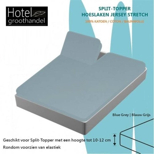 hotelgroothandel.nl Splittopper Hoeslaken - Blauw grijs Jersey Katoen