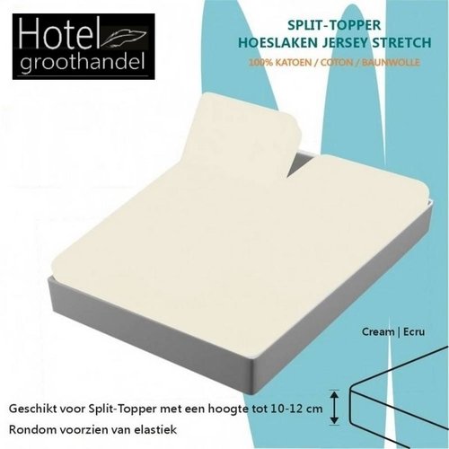 hotelgroothandel.nl Splittopper Hoeslaken - Ecru Jersey Katoen