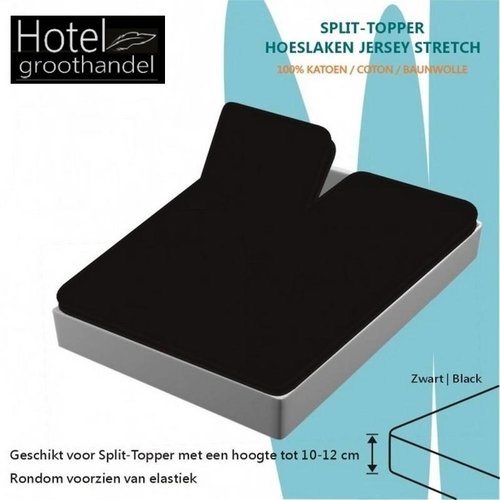 hotelgroothandel.nl Splittopper Hoeslaken Jersey Katoen - Zwart