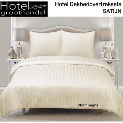 hotelgroothandel.nl Dekbedovertrek satijn gestreept 27mm - CVC 140g. m2 champagne | Hotel / Horeca