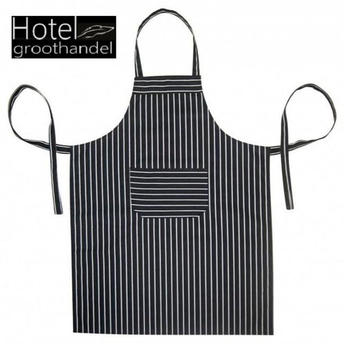 hotelgroothandel.nl 3 Pack Keukenschorten BBQ BIB Apron - Zwart gestreept - 70x100