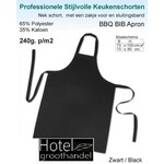 hotelgroothandel.nl 3 Pack Keukenschorten BBQ BIB Apron - Zwart 70x100 cm