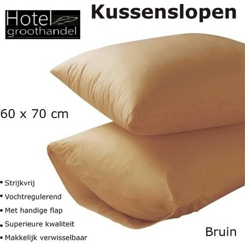 hotelgroothandel.nl Kussenslopen - set van 4 stuk A20 100% Katoen - 60x70/17cm - camel bruin