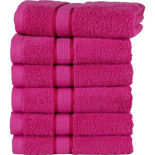 hotelgroothandel.nl 6 Stuks Gastdoeken - Ruche fuchsia 30x50cm gekamde katoen 550g