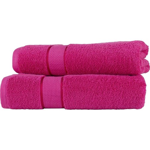 hotelgroothandel.nl 2 Pack Badlaken Ruche - (2 stuks) fuchsia 70x140 cm