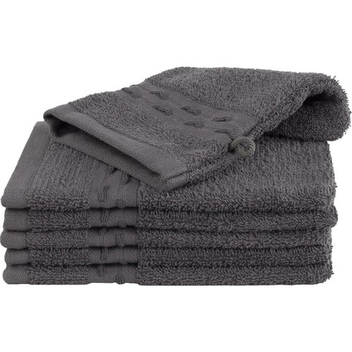 hotelgroothandel.nl 12 Stuks - super voordeel pak - super voordeel pak Washandjes - golf jacquard antraciet 15x22cm 100% katoen