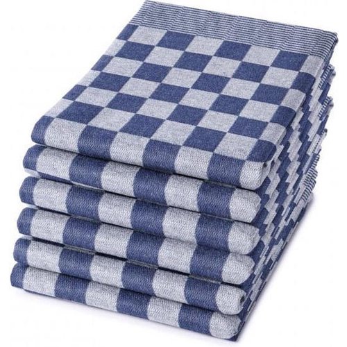 hotelgroothandel.nl 12 Stuks - super voordeel pak Theedoeken - Blauw - 65x65cm - 95/100gram p/p - (Blokdoeken Pompdoeken )