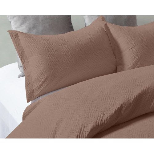 Sleeptime Bedsprei Wave - 260 x 250 + 2 kussenslopen 60x70 - Taupe